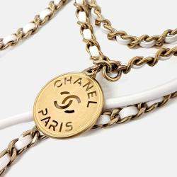 Pre Owned Chanel White Leather 22 Bag Mini