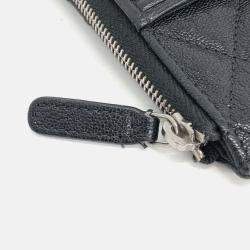 Pre Owned Chanel Black Caviar Leather Caviar Boy Phone Holder and Card Wallet