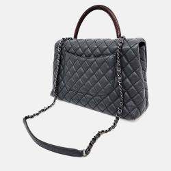 Pre Owned Chanel Grey Leather Caviar Coco Handle