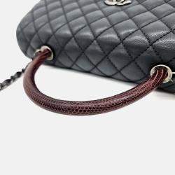 Pre Owned Chanel Grey Leather Caviar Coco Handle
