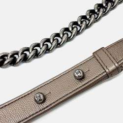 Pre Owned Chanel Brown Caviar Leather Caviar Boy Bag Medium