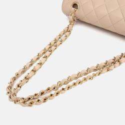 Pre Owned Chanel Beige Leather Caviar Classic Small