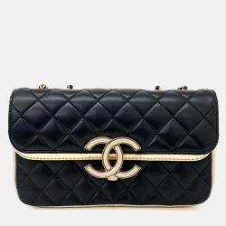 Pre Owned Chanel Black Leather Chain Shoulder Bag
