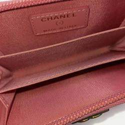 Pre Owned Chanel Pink Caviar Leather Caviar Boy Card Holder