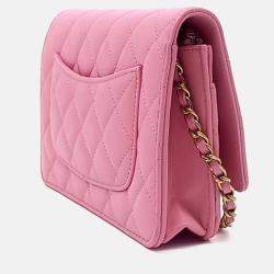 Pre Owned Chanel Pink Lambskin Leather Lambskin WOC Mini Crossbody Bag