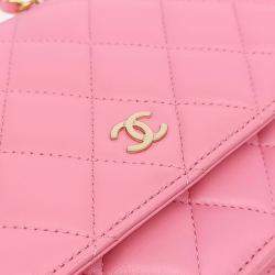 Pre Owned Chanel Pink Lambskin Leather Lambskin WOC Mini Crossbody Bag