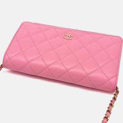 Pre Owned Chanel Pink Lambskin Leather Lambskin WOC Mini Crossbody Bag