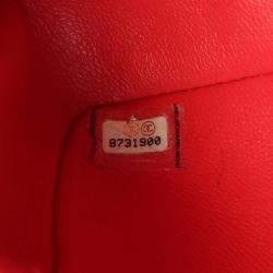 Pre Owned Chanel  East/West Classic Flap Red Quilted Caviar Leather Shoulder Bag