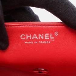 Pre Owned Chanel  East/West Classic Flap Red Quilted Caviar Leather Shoulder Bag