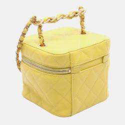 Pre Owned Chanel 267 Small CC Yellow Leather Vanity Case