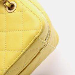 Pre Owned Chanel 267 Small CC Yellow Leather Vanity Case