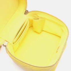 Pre Owned Chanel 267 Small CC Yellow Leather Vanity Case