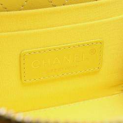 Pre Owned Chanel 267 Small CC Yellow Leather Vanity Case