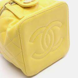 Pre Owned Chanel 267 Small CC Yellow Leather Vanity Case