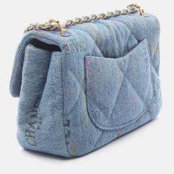 Pre Owned Chanel Flap Blue Denim Shoulder Bag