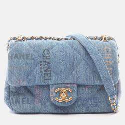 Pre Owned Chanel Flap Blue Denim Shoulder Bag