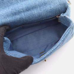 Pre Owned Chanel Flap Blue Denim Shoulder Bag