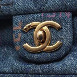 Pre Owned Chanel Flap Blue Denim Shoulder Bag