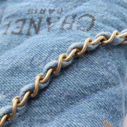 Pre Owned Chanel Flap Blue Denim Shoulder Bag