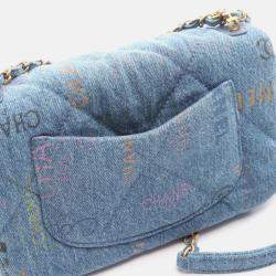 Pre Owned Chanel Flap Blue Denim Shoulder Bag