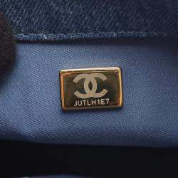 Pre Owned Chanel Flap Blue Denim Shoulder Bag