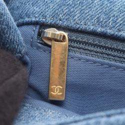 Pre Owned Chanel Flap Blue Denim Shoulder Bag