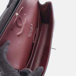 Pre Owned Chanel Classic Double Flap Medium Black Leather Shoulder Bag