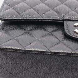 Pre Owned Chanel Classic Double Flap Medium Black Leather Shoulder Bag