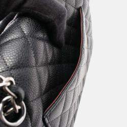 Pre Owned Chanel Classic Double Flap Medium Black Leather Shoulder Bag