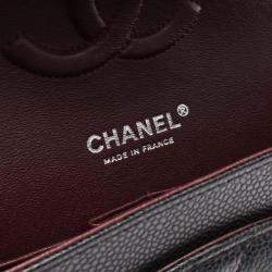 Pre Owned Chanel Classic Double Flap Medium Black Leather Shoulder Bag