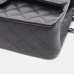 Pre Owned Chanel Classic Double Flap Medium Black Leather Shoulder Bag