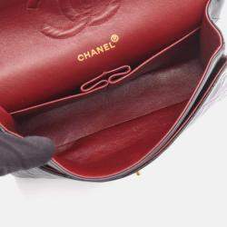 Pre Owned Chanel Classic Double Flap Medium Black Leather Shoulder Bag