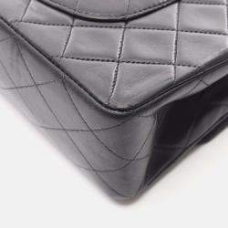 Pre Owned Chanel Classic Double Flap Medium Black Leather Shoulder Bag