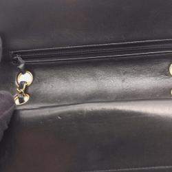 Pre Owned Chanel Classic Double Flap Medium Black Leather Shoulder Bag
