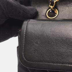 Pre Owned Chanel Classic Double Flap Medium Black Leather Shoulder Bag