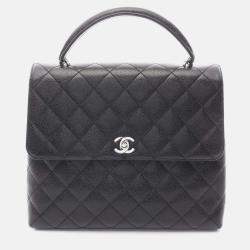Pre Owned Chanel Kelly Black Leather Top Handle Bag