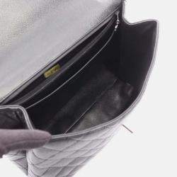 Pre Owned Chanel Kelly Black Leather Top Handle Bag