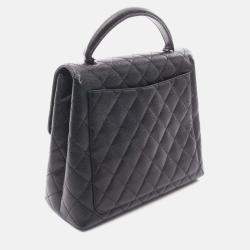 Pre Owned Chanel Kelly Black Leather Top Handle Bag