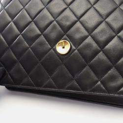 Pre Owned Chanel Flap Black Leather Shoulder Bag