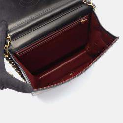 Pre Owned Chanel Flap Black Leather Shoulder Bag