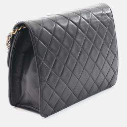 Pre Owned Chanel Flap Black Leather Shoulder Bag