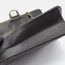 Pre Owned Chanel Flap Black Leather Shoulder Bag