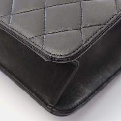 Pre Owned Chanel Flap Black Leather Shoulder Bag