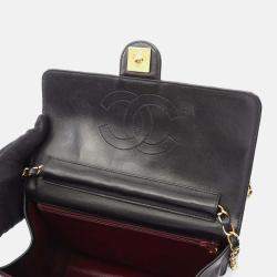 Pre Owned Chanel Flap Black Leather Shoulder Bag