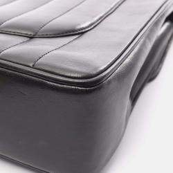 Pre Owned Chanel Mademoiselle Deca Black Lambskin Leather Crossbody Bag