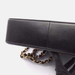 Pre Owned Chanel Mademoiselle Deca Black Lambskin Leather Crossbody Bag