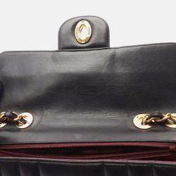 Pre Owned Chanel Mademoiselle Deca Black Lambskin Leather Crossbody Bag