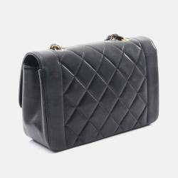 Pre Owned Chanel Diana Black Leather Shoulder Bag