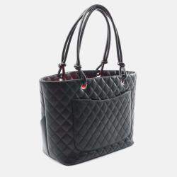 Pre Owned Chanel Cambon Ligne Black Leather Tote Bag