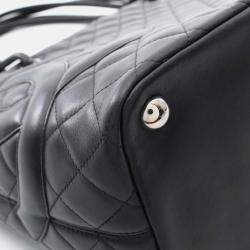 Pre Owned Chanel Cambon Ligne Black Leather Tote Bag